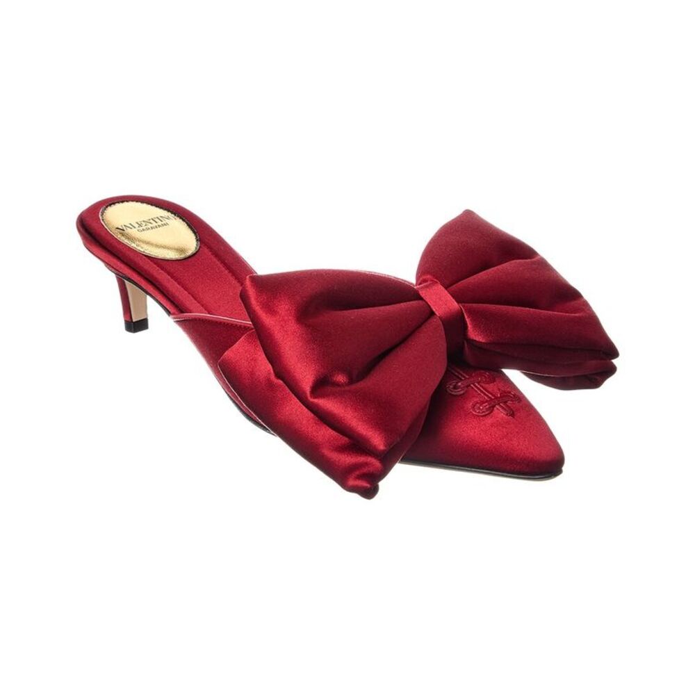 Valentino Yolande Bow 45 Satin Mule, Red
